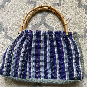 Woolen grey purple purse bought in Stockholm